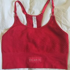 Balance Athletica Red Sports Bra Honeycomb Knit
